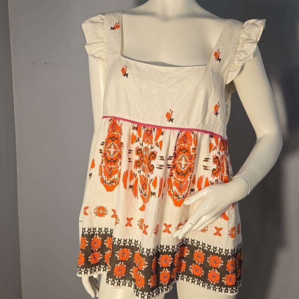 Kate Spade White Linen Side Zip Lined Sleeveless Top Size Large